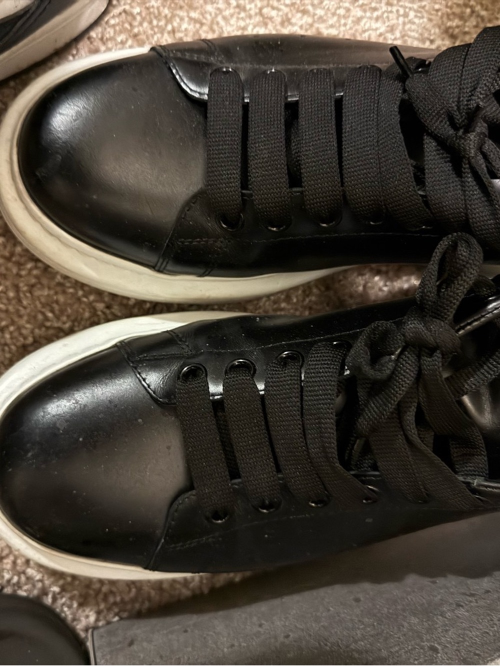 Alexander McQueen Black Leather Low-Top Sneakers with White Sole